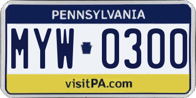 PA license plate MYW0300