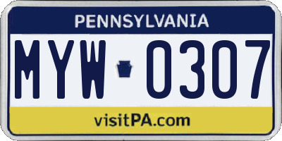 PA license plate MYW0307