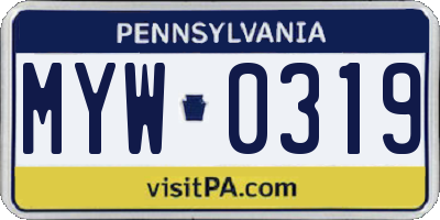 PA license plate MYW0319