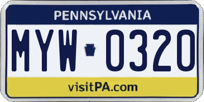 PA license plate MYW0320