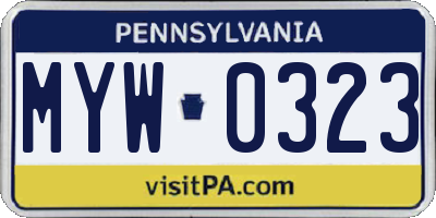 PA license plate MYW0323