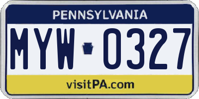 PA license plate MYW0327