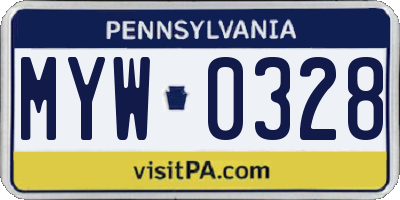 PA license plate MYW0328