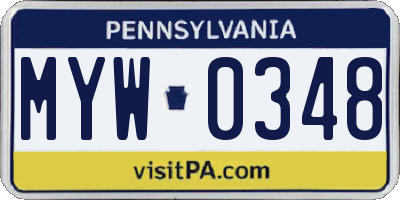 PA license plate MYW0348