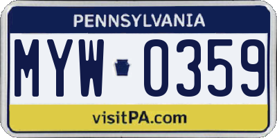 PA license plate MYW0359