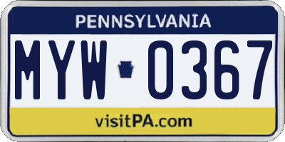 PA license plate MYW0367