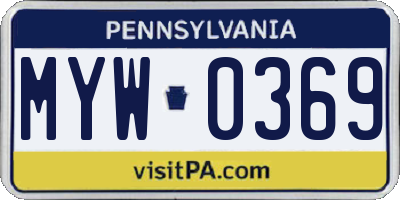PA license plate MYW0369
