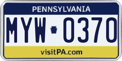 PA license plate MYW0370