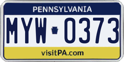 PA license plate MYW0373