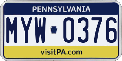 PA license plate MYW0376