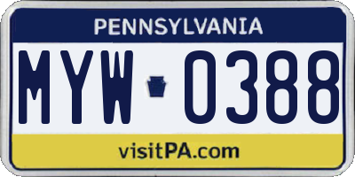 PA license plate MYW0388
