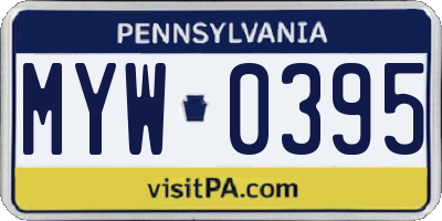 PA license plate MYW0395