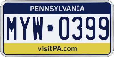 PA license plate MYW0399