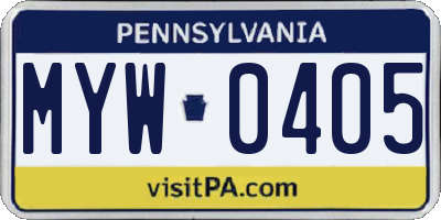 PA license plate MYW0405