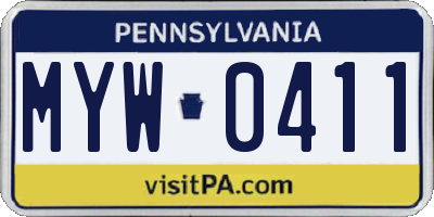 PA license plate MYW0411