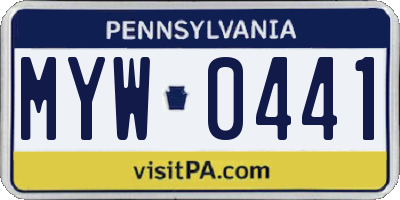 PA license plate MYW0441
