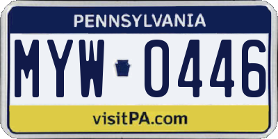 PA license plate MYW0446