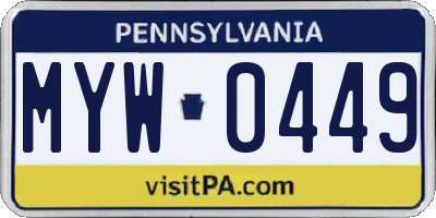 PA license plate MYW0449