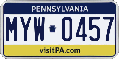 PA license plate MYW0457