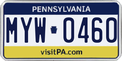 PA license plate MYW0460