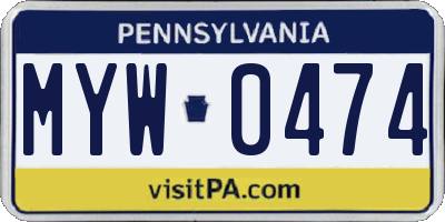 PA license plate MYW0474