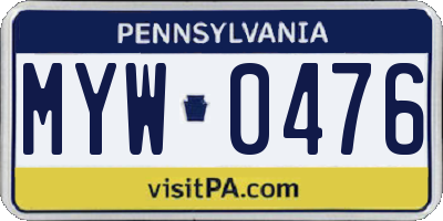 PA license plate MYW0476