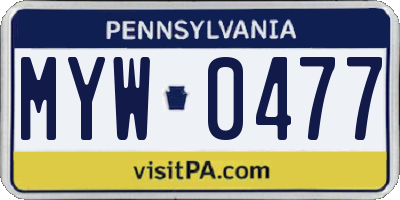 PA license plate MYW0477