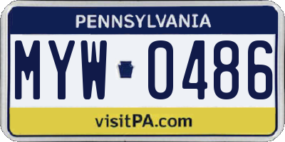PA license plate MYW0486