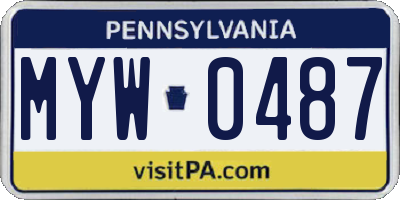 PA license plate MYW0487