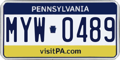 PA license plate MYW0489