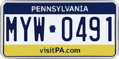 PA license plate MYW0491