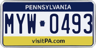 PA license plate MYW0493