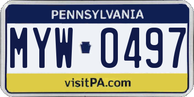 PA license plate MYW0497