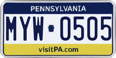 PA license plate MYW0505