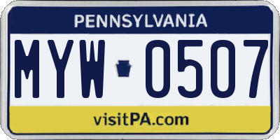 PA license plate MYW0507