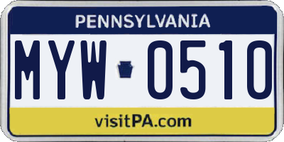 PA license plate MYW0510