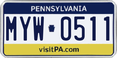 PA license plate MYW0511