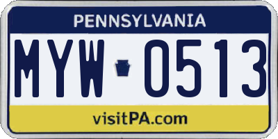 PA license plate MYW0513