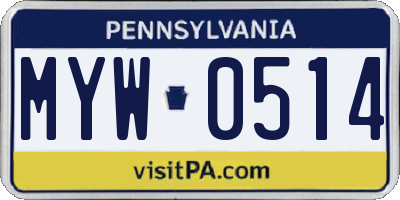 PA license plate MYW0514