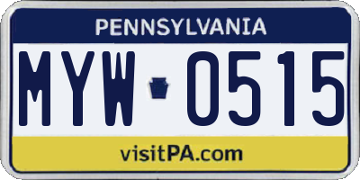 PA license plate MYW0515