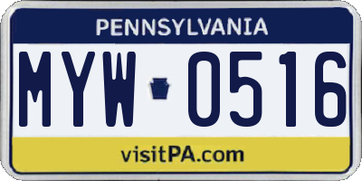 PA license plate MYW0516