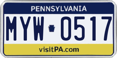 PA license plate MYW0517