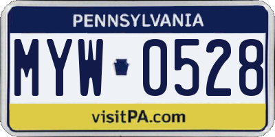 PA license plate MYW0528