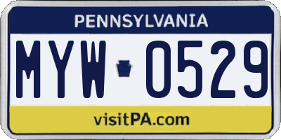 PA license plate MYW0529