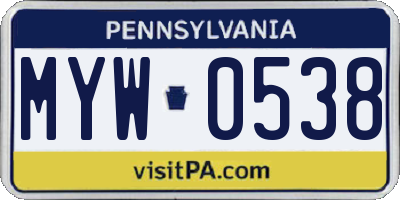 PA license plate MYW0538