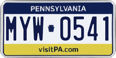 PA license plate MYW0541