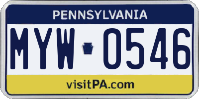 PA license plate MYW0546