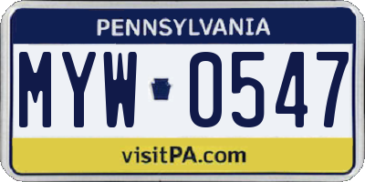 PA license plate MYW0547
