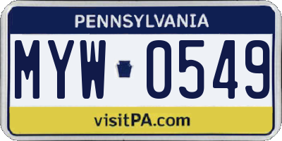 PA license plate MYW0549