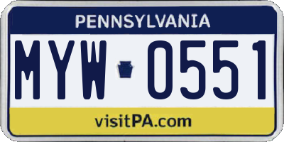 PA license plate MYW0551